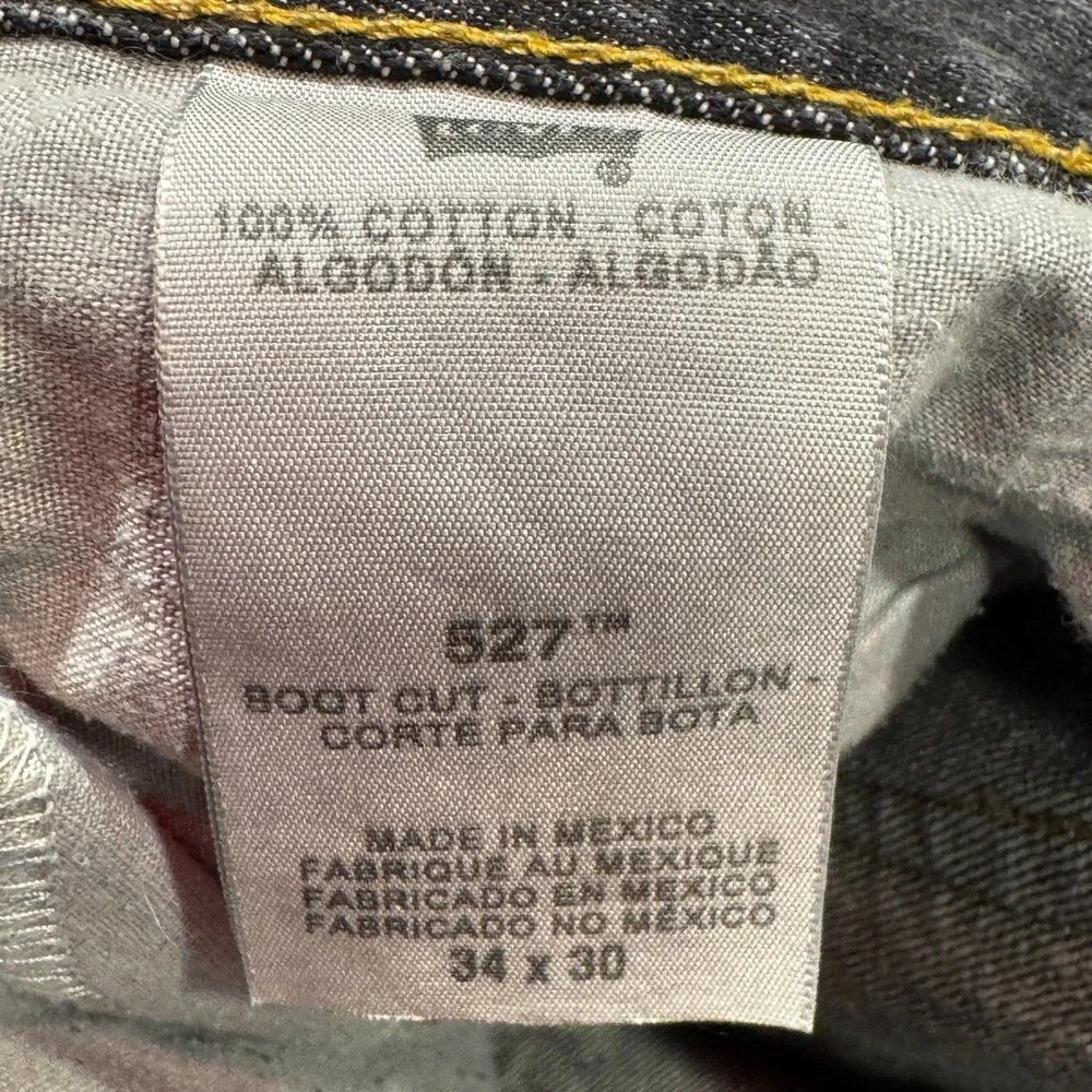 Vintage Levi's Jeans Mens 34x30 Gray 527 Low Bootcut Faded Whisker Grunge Y2K